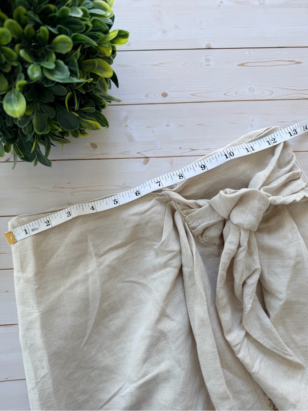 H&M Linen Blend Wrap Skirt in Light Beige Size 2 - Picture 7 of 8